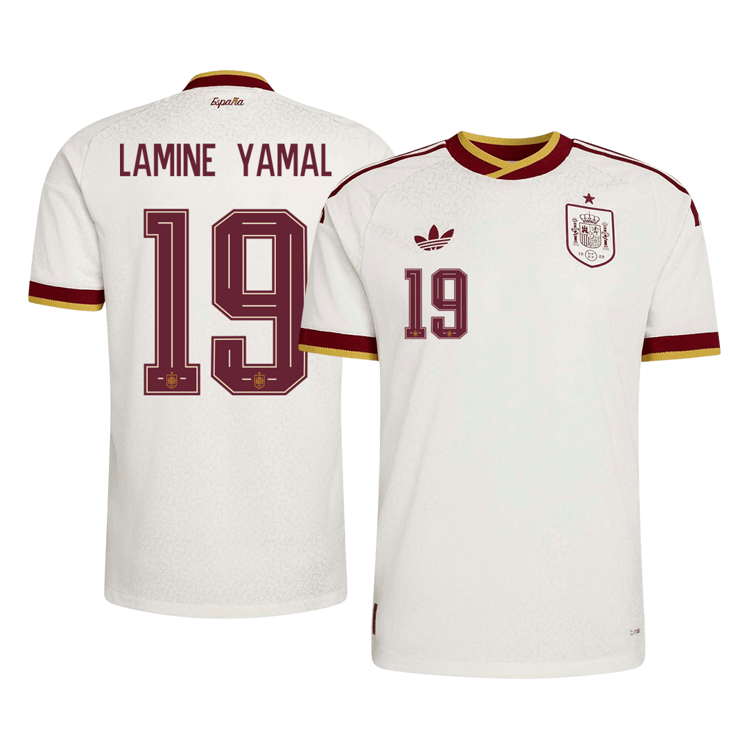LAMINE YAMAL #19 Espagne Maillot Extérieur - Coupe du Monde 2026 Blanc Joueur