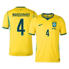 MARQUINHOS #4 Brésil Domicile Maillot - Coupe du Monde 2026 Jaune - Super
