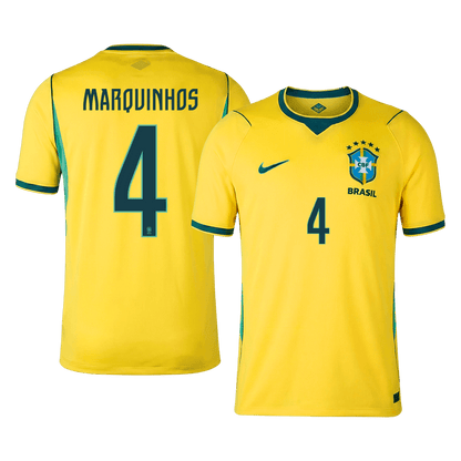 MARQUINHOS #4 Brésil Domicile Maillot - Coupe du Monde 2026 Jaune - Super
