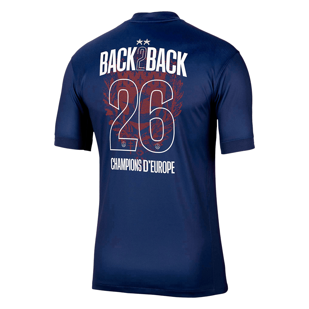 Champions of Europe #26 PSG Domicile Maillot 2025/26 Bleu marine - Super
