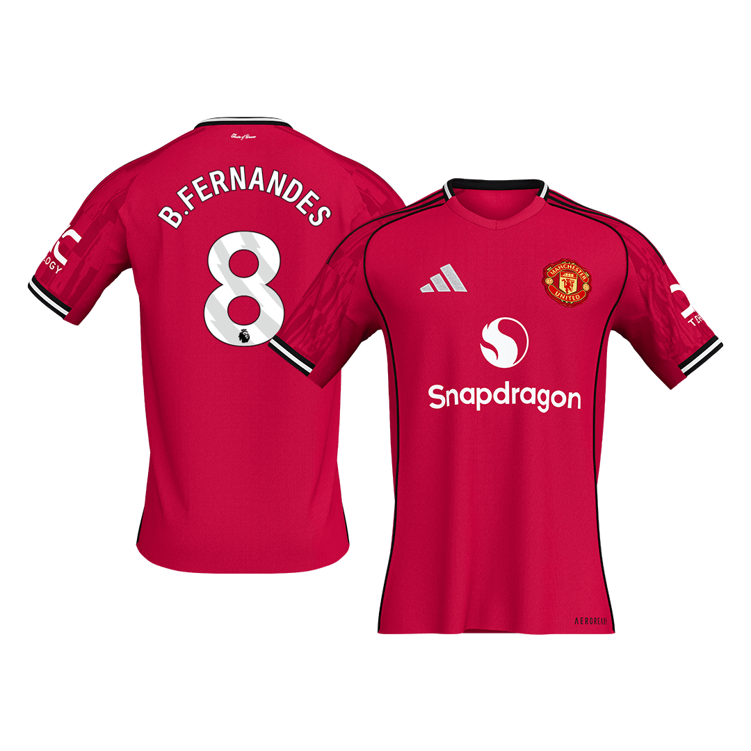 B.FERNANDES #8 Manchester United Domicile Maillot 2025/26 Rouge - Super