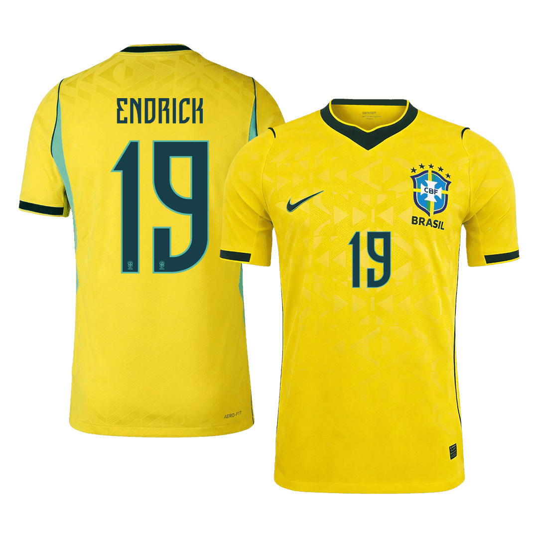 ENDRICK #19 Brazil Home Shirt - 2026 World Cup Yellow Player