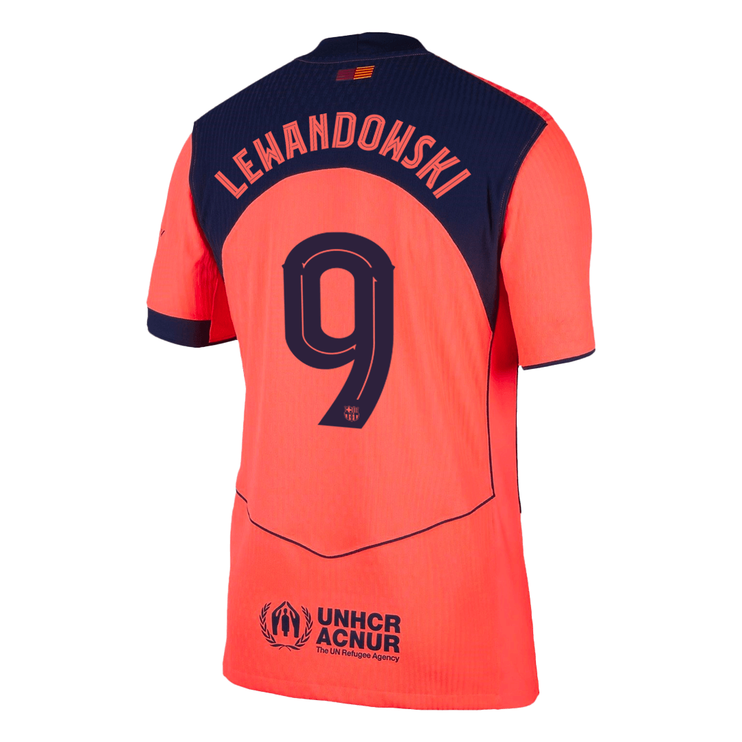 LEWANDOWSKI #9 Barcelone Troisième Maillot 2025/26 Orange Joueur - UCL