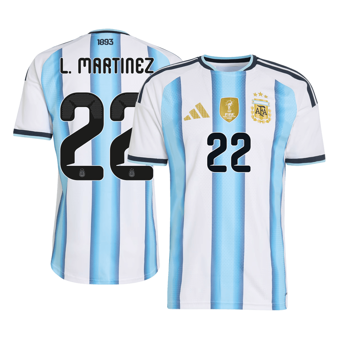 L. MARTINEZ #22 Argentine Domicile Maillot - Coupe du Monde 2026 Joueur Bleu et Blanc