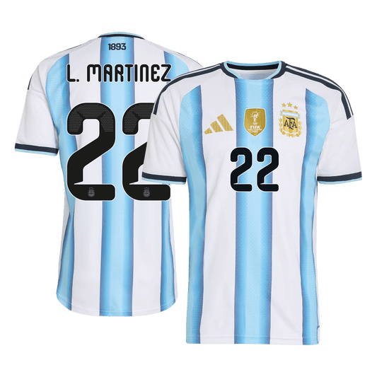 L. MARTINEZ #22 Argentine Domicile Maillot - Coupe du Monde 2026 Joueur Bleu et Blanc
