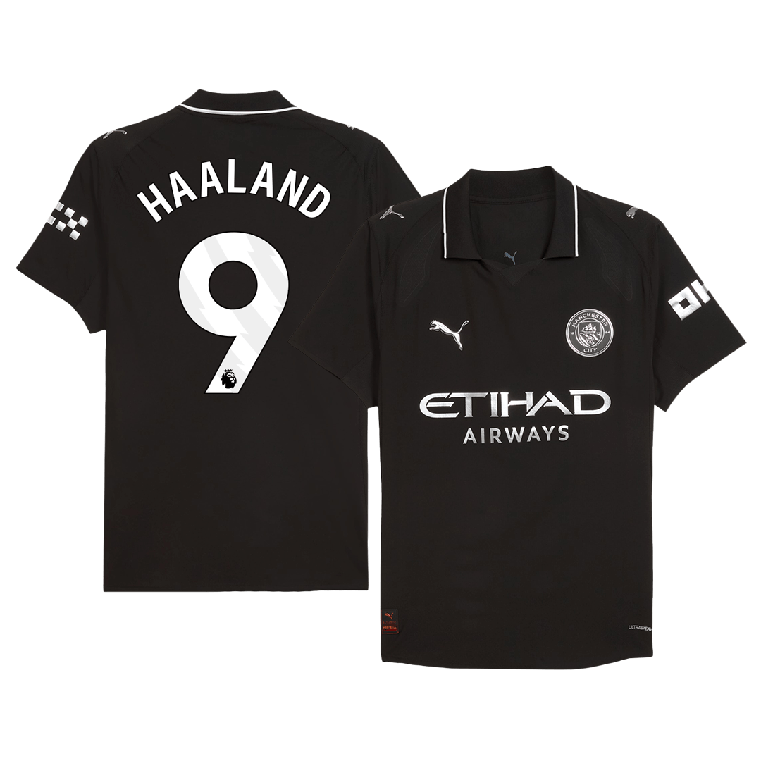 HAALAND #9 Manchester City Maillot Extérieur 2025/26 Noir Joueur