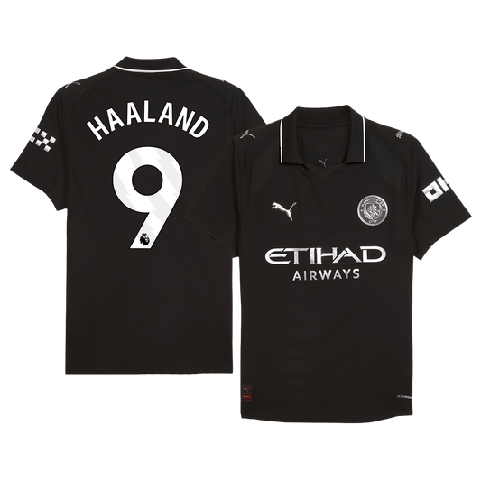 HAALAND #9 Manchester City Maillot Extérieur 2025/26 Noir Joueur