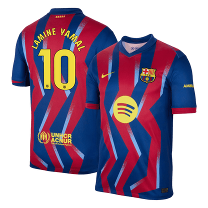 LAMINE YAMAL #10 Maillot Quatrième de Barcelone Extérieur 2025/26 Rouge&Bleu