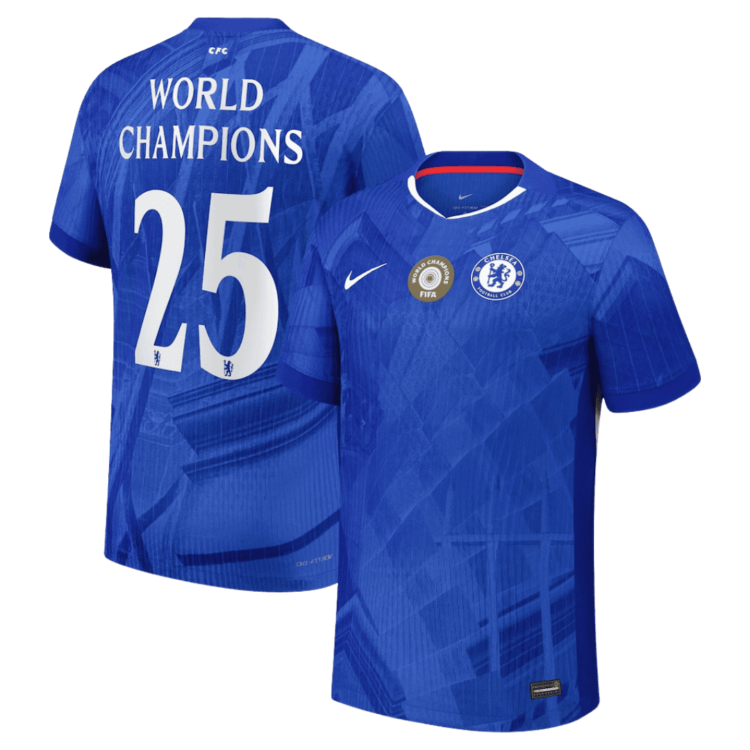 CHAMPIONS DU MONDE #25 Chelsea Maillot Domicile 2025/26 Bleu Joueur