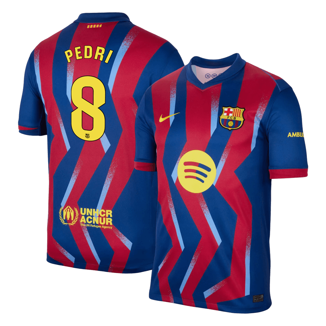 PEDRI #8 Maillot Extérieur Barcelone Quatrième 2025/26 Rouge&Bleu