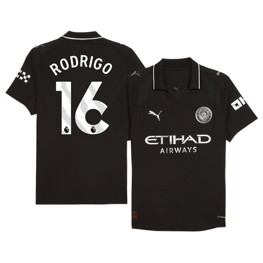 RODRIGO #16 Manchester City Extérieur Maillot 2025/26 Noir Joueur