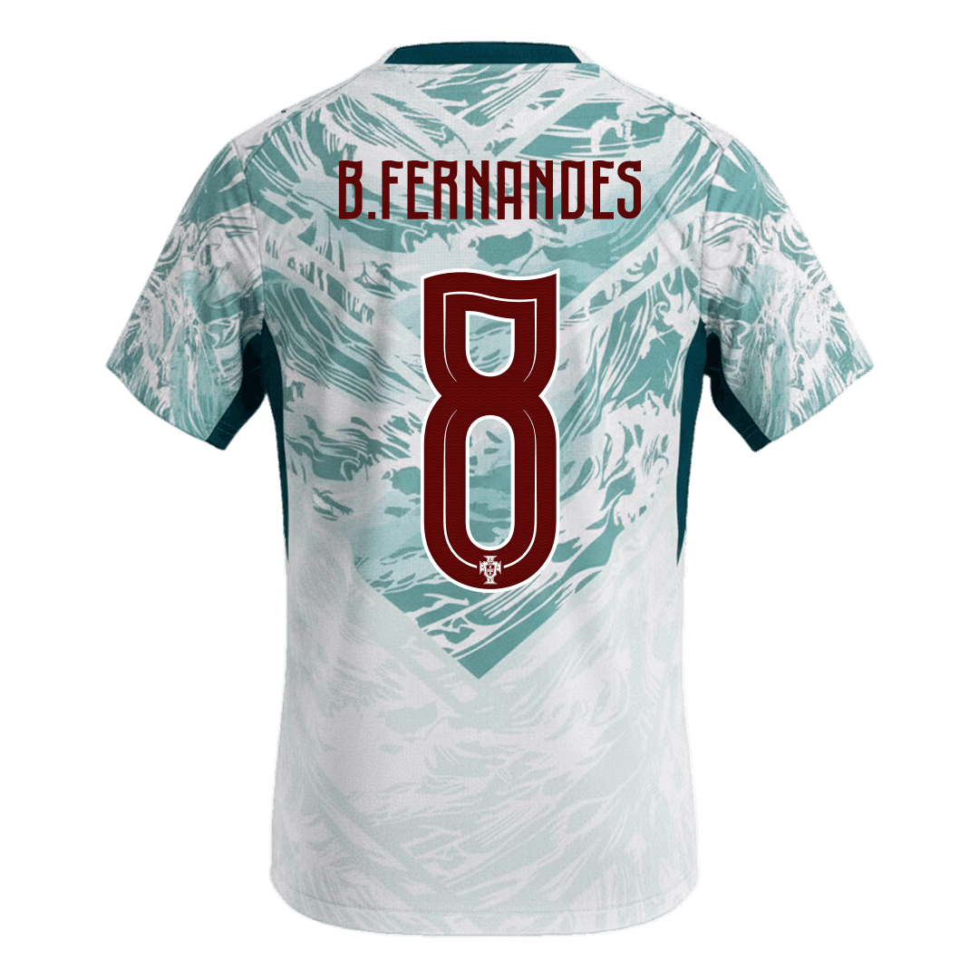 B.FERNANDES #8 Portugal Maillot Extérieur - Coupe du Monde 2026 Blanc&Vert