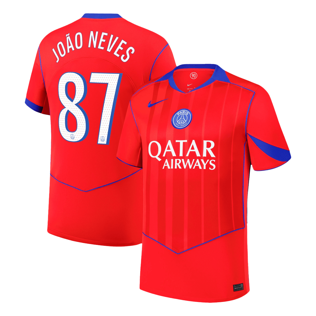 JOÃO NEVES #87 Maillot Third PSG 2025/26 Rouge