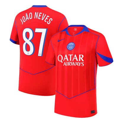 JOÃO NEVES #87 Maillot Third PSG 2025/26 Rouge
