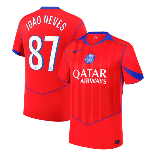 JOÃO NEVES #87 Maillot Third PSG 2025/26 Rouge