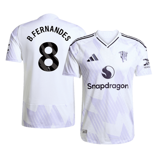 B.FERNANDES #8 Manchester United Maillot Extérieur 2025/26 Blanc Joueur