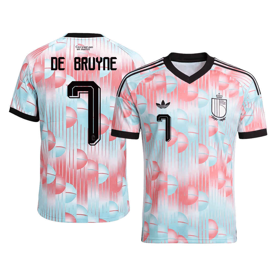 DE BRUYNE #7 Maillot Extérieur Belgique - Coupe du Monde 2026 Bleu et Rose