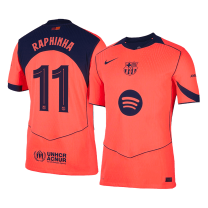 RAPHINHA #11 Barcelona Third Maillot 2025/26 Orange Joueur - UCL