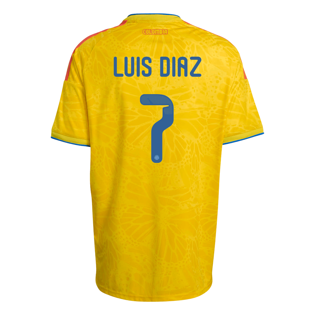 LUIS DÍAZ #7 Colombie Maillot Domicile - Coupe du Monde 2026 Jaune