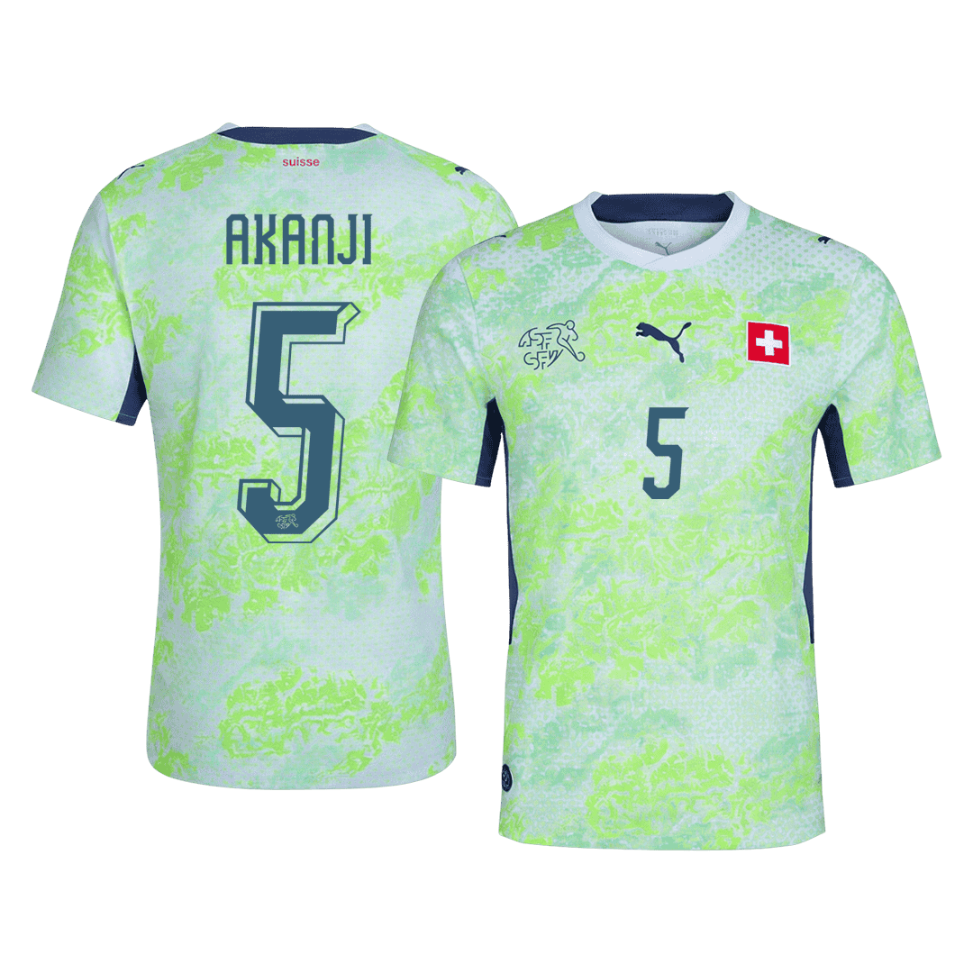 Maillot Extérieur AKANJI #5 Suisse - Coupe du Monde 2026 Vert Joueur