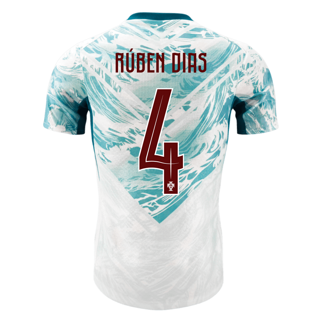 RÚBEN DIAS #4 Portugal Maillot Extérieur - Coupe du Monde 2026 Blanc&Vert Joueur
