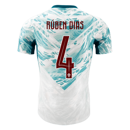 RÚBEN DIAS #4 Portugal Maillot Extérieur - Coupe du Monde 2026 Blanc&Vert Joueur