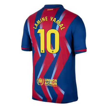 LAMINE YAMAL #10 Maillot Quatrième de Barcelone Extérieur 2025/26 Rouge&Bleu