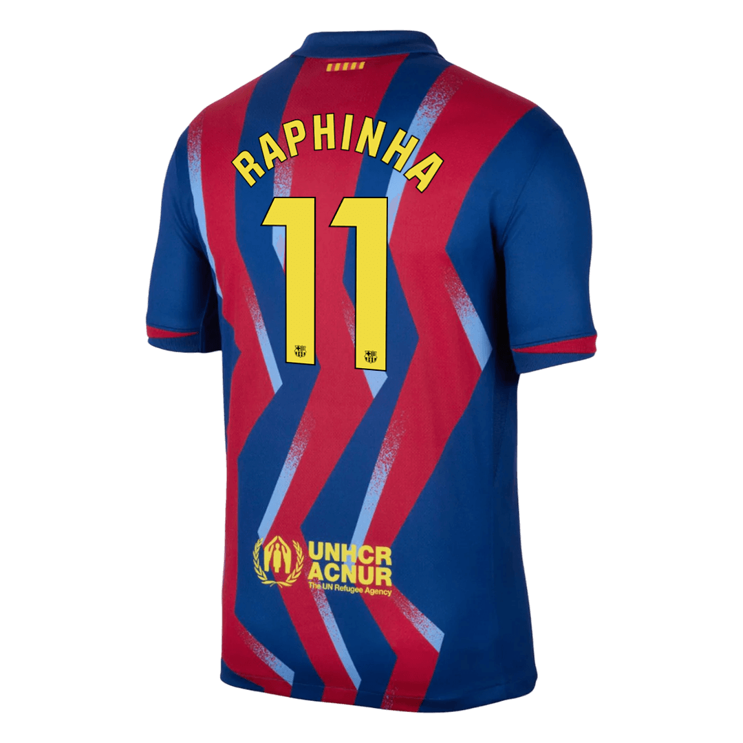 RAPHINHA #11 Maillot Quatrième de Barcelone 2025/26 Rouge&Bleu