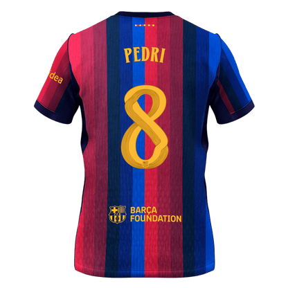 PEDRI #8 Barcelone Domicile Maillot 2026/27 Bleu&Grenat - UCL