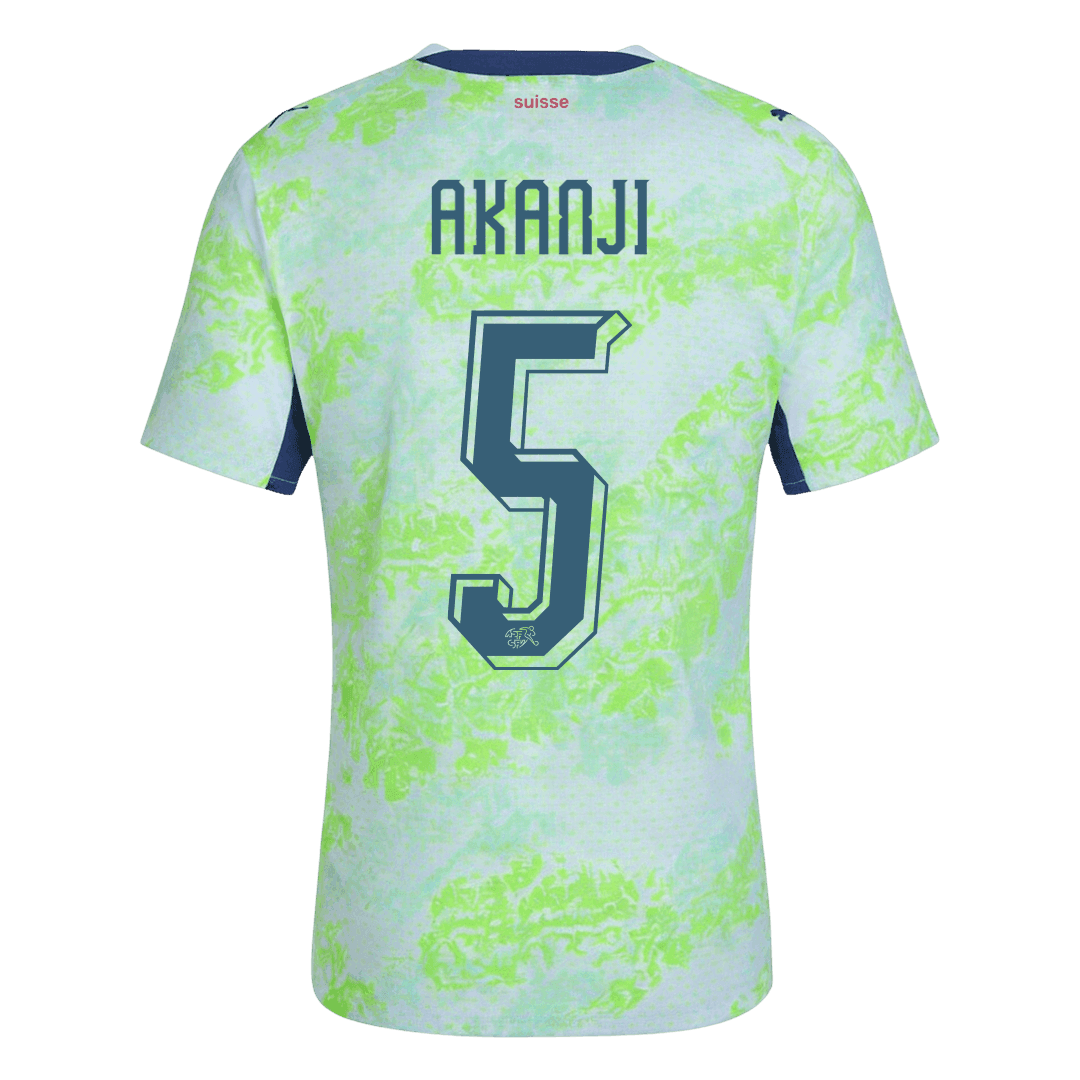 Maillot Extérieur AKANJI #5 Suisse - Coupe du Monde 2026 Vert Joueur