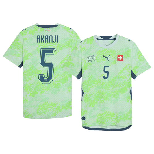 AKANJI #5 Suisse Extérieur Maillot - Coupe du Monde 2026 Vert