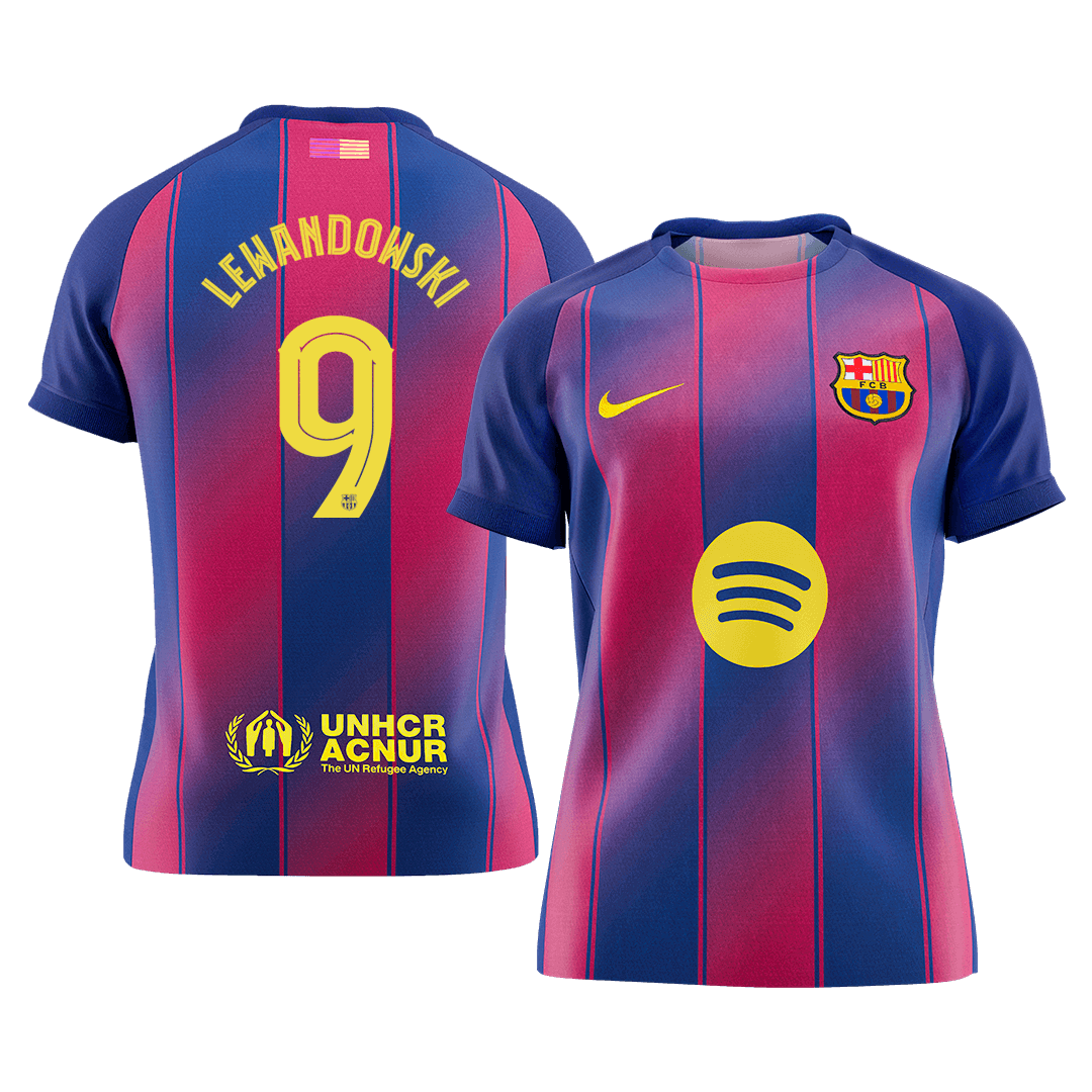 LEWANDOWSKI #9 Barcelona Domicile Maillot 2025/26 Rouge&Bleu - UCL - Super