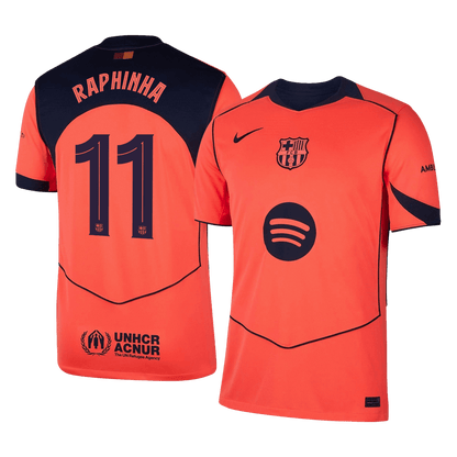 RAPHINHA #11 Barcelone Troisième Maillot 2025/26 Orange - UCL