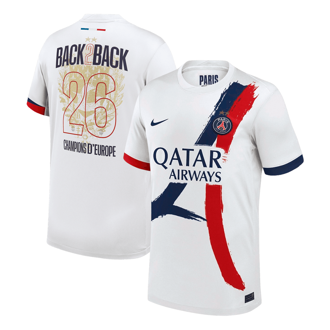 Champions of Europe #26 PSG Extérieur Maillot 2024/26 Blanc - CHAMPIONS OF EUROPE